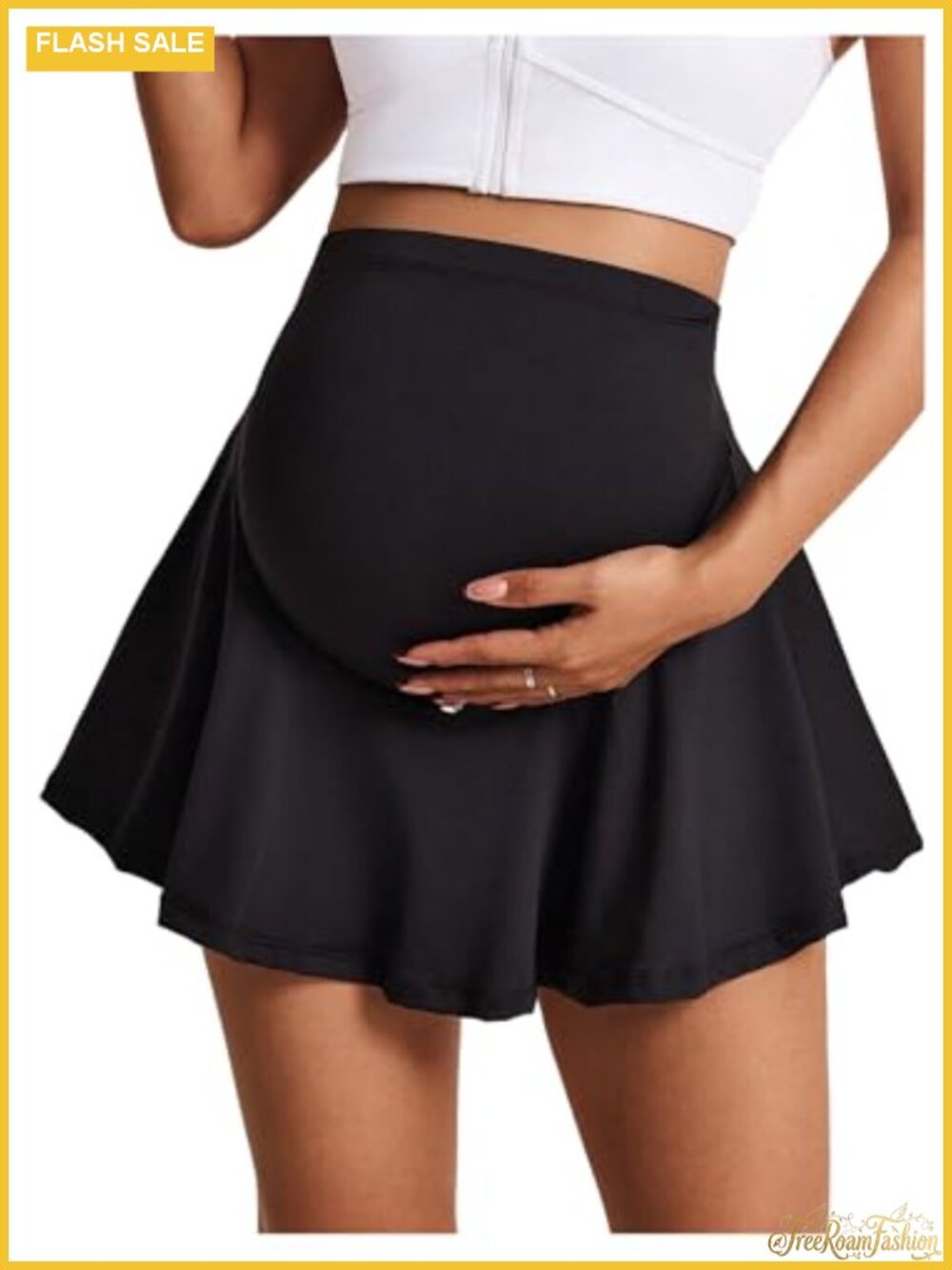 Maternity Tennis Skirt with Built-in Shorts Ruffle Skort